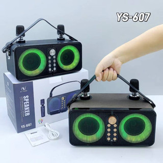 Loa Bluetooth Kèm 2 Mic YS-607 Âm Thanh Sống Động, Bass Mạnh, Hát Cực Hay, Bảo Hành 24 Tháng