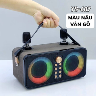 Loa Bluetooth Kèm 2 Mic YS-607 Âm Thanh Sống Động, Bass Mạnh, Hát Cực Hay, Bảo Hành 24 Tháng