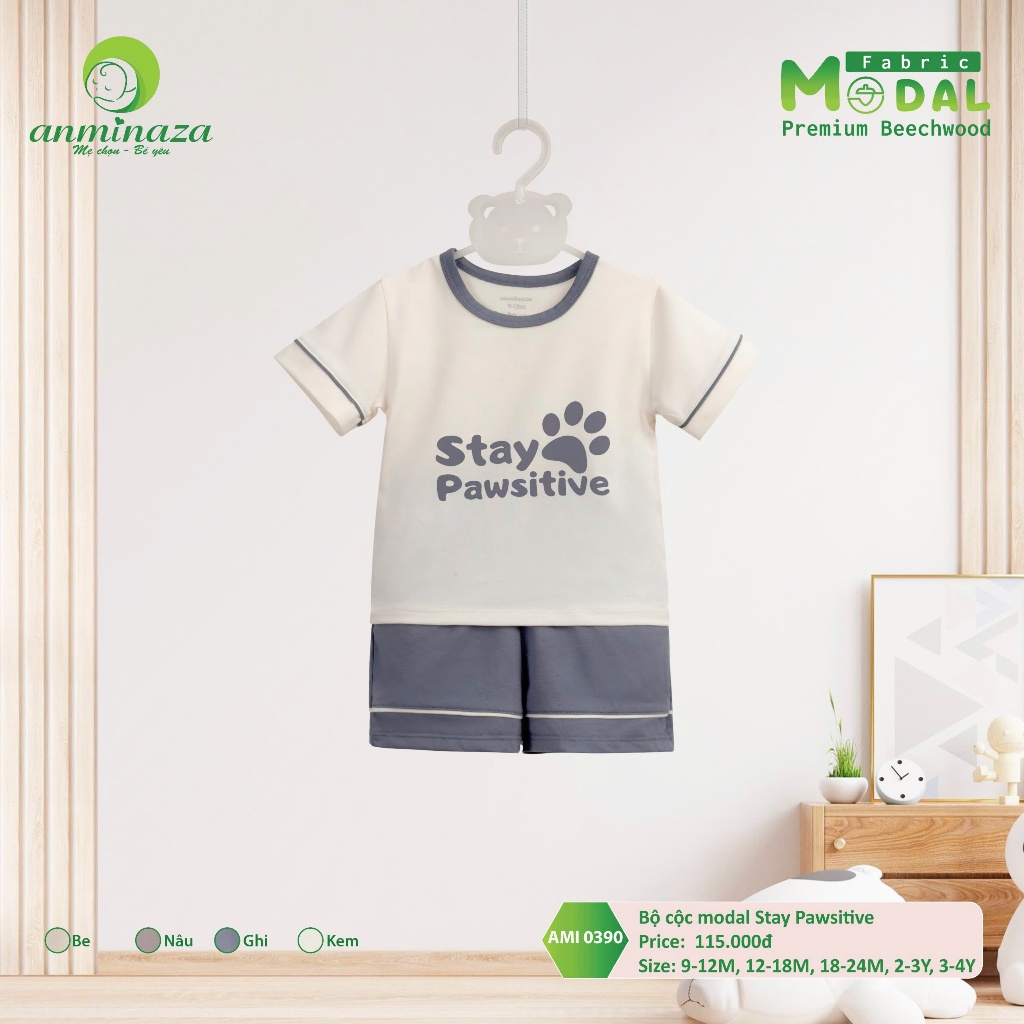 Bộ Cộc Tay Bé Trai  Vải Modal Co Dãn Tốt Mềm Mịn Dễ Dàng Thấm Hút - Hàng Chính Hãng MIN0390