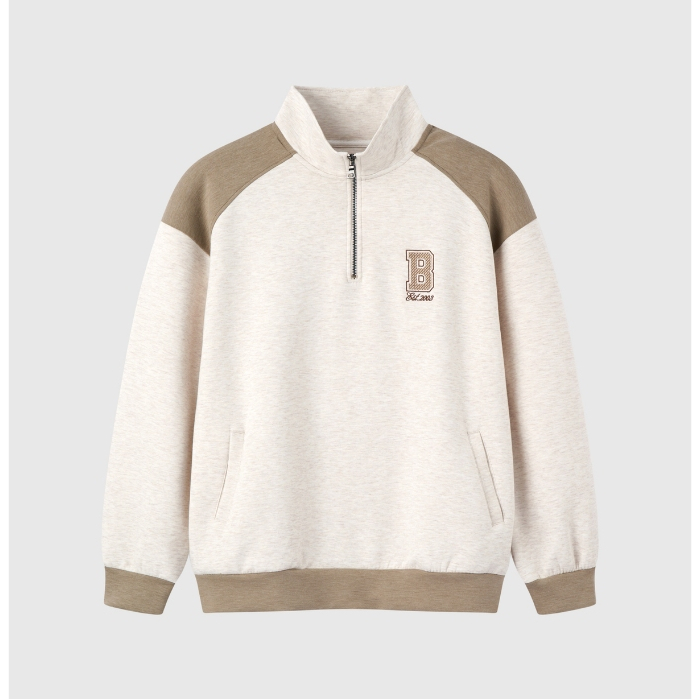 Áo Nỉ BOO Sweater Basic Half Zip Chất Liệu Nỉ 2 Da Cao Cấp, Phối Màu Cá Tính