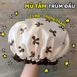 Mũ Nón Trùm Đầu Bằng Vải Satin - Mũ Chống Nước 2 Lớp Nhiều Hoạ Tiết Dễ Thương Co Giản Thoải Mái Bảo Vệ Tóc