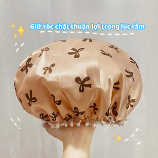 Mũ Nón Trùm Đầu Bằng Vải Satin - Mũ Chống Nước 2 Lớp Nhiều Hoạ Tiết Dễ Thương Co Giản Thoải Mái Bảo Vệ Tóc