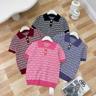 LT - Áo len nữ cộc tay dệt kim họa tiết, cổ bẻ len dày dặn free size 1301