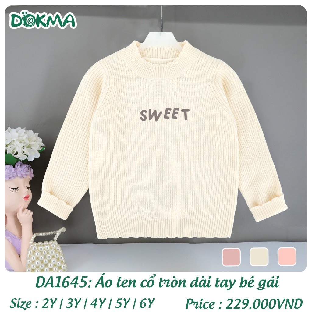 (12-22kg) Áo Len Dài Tay Bo Gấu Xinh Xắn Dành Cho Bé Gái Dokma Mã DA987 DA1644 DA1645 DA2994 DA2271 DA2273