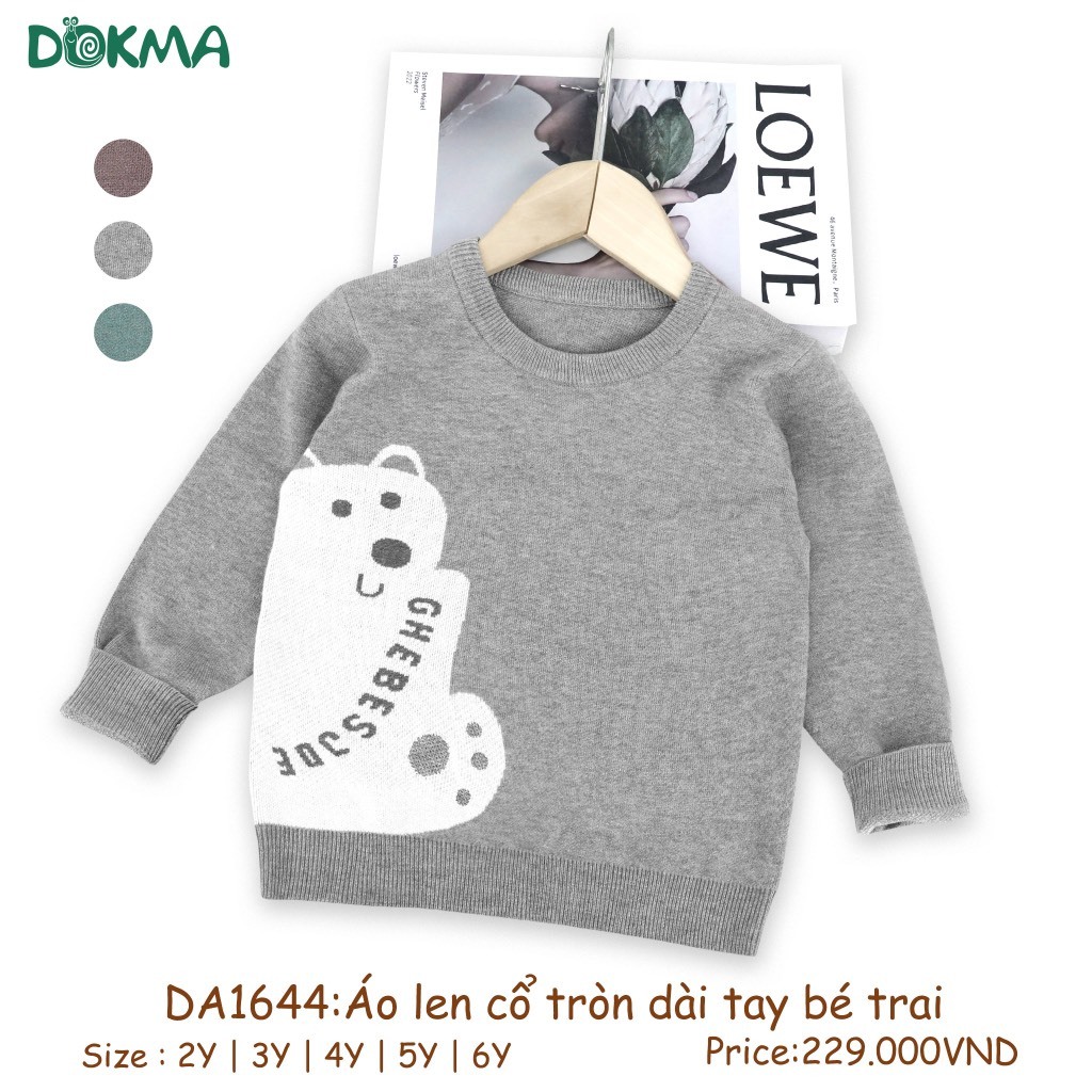 (12-22kg) Áo Len Dài Tay Bo Gấu Xinh Xắn Dành Cho Bé Gái Dokma Mã DA987 DA1644 DA1645 DA2994 DA2271 DA2273
