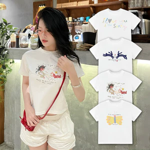 Áo Thun Nữ Mini Tee " I Love You " - Kraken Drk Hình In Nét Bút Chì Màu Cotton Co Dãn 4 Chiều