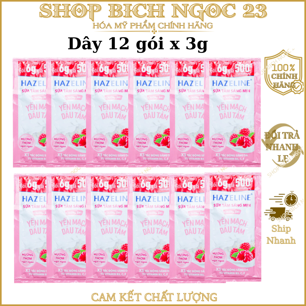 Dây Sữa Tắm Hazeline Sáng Mịn Rạng Rỡ - Dây 12 Gói x 6G