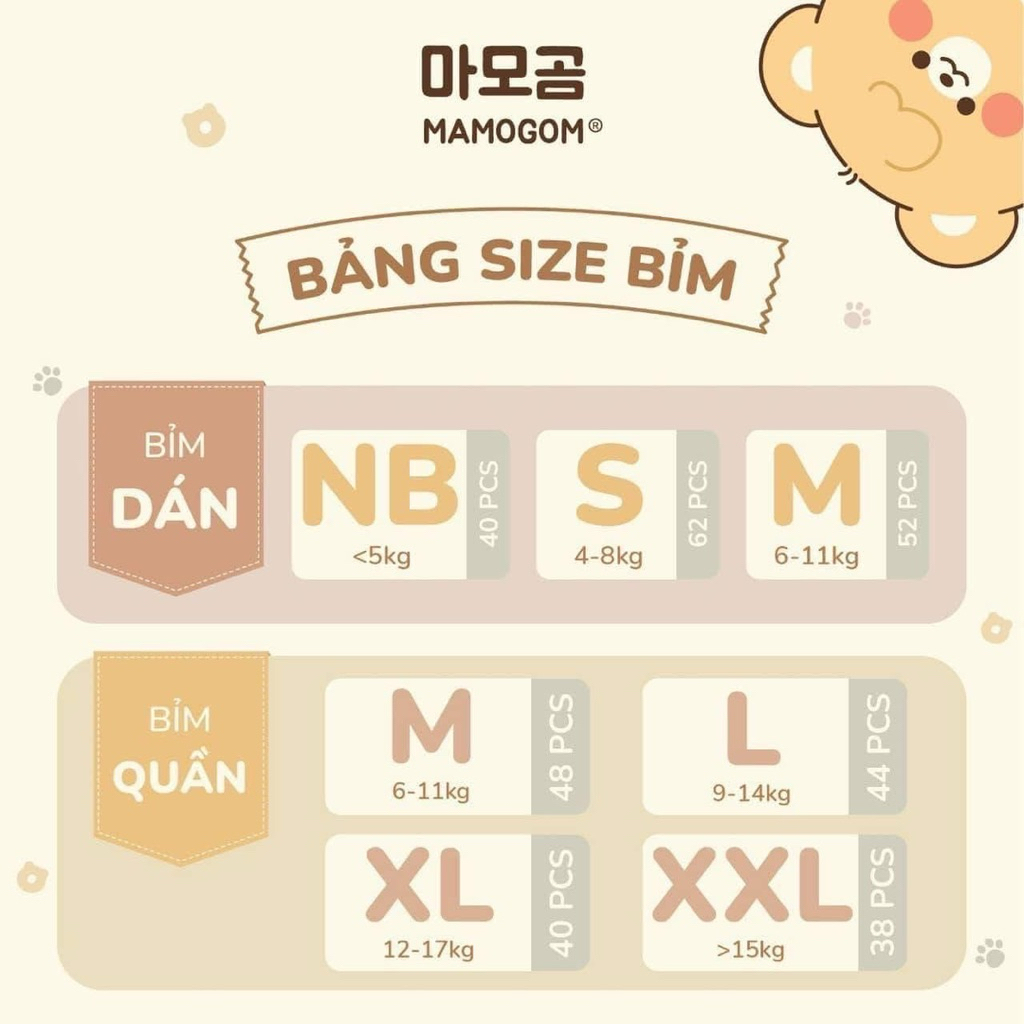 {siêu mềm}Bỉm Mamogom - organic siêu mềm siêu thấm hút đủ sz cho bé