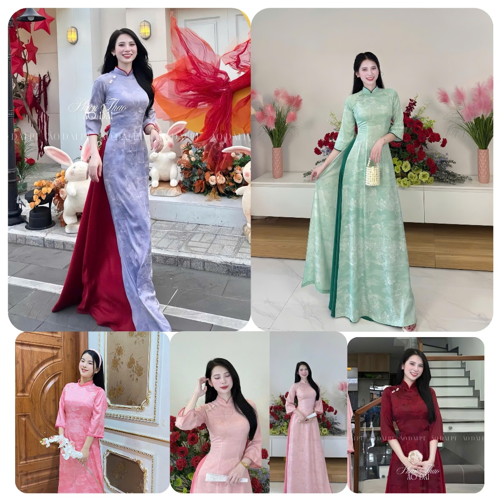 Đủ Màu Áo Dài Lụa Gấm Phong Sơn Cao Cấp