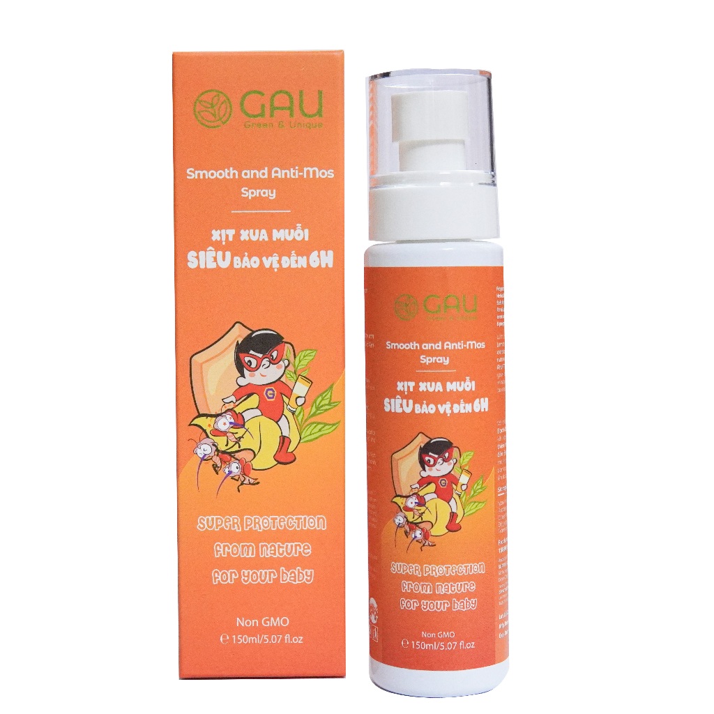 Xịt Xua Muỗi Thiên Nhiên GAU Cho Bé từ Sơ sinh Ngăn Muỗi 6 Giờ Smooth & Anti-Mos Chính hãng An lành