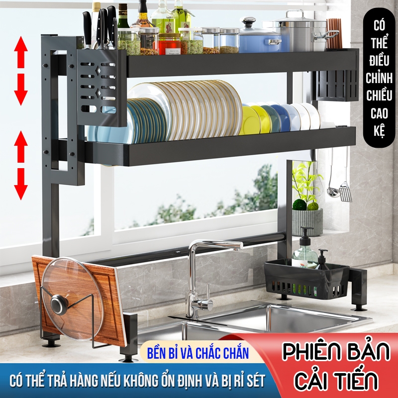 Kaleis Kệ Đựng Chén Đĩa Đa Năng 65cm, 1/2 Tầng, Cao Cấp, Điều Chỉnh Được Trên Bồn Rửa