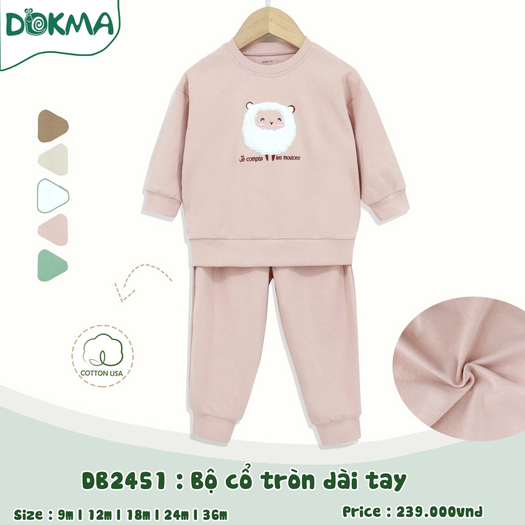 (7-13kg) Bộ Dài Tay Mềm Mại Cho Bé Dokma  JB342 DB2380 DB2412 DB2441 DB2451 DB2457 DB2689