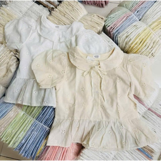Áo sơ mi kiểu babydoll tay bí Sola chất vải boi họa tiết xinh xắn
