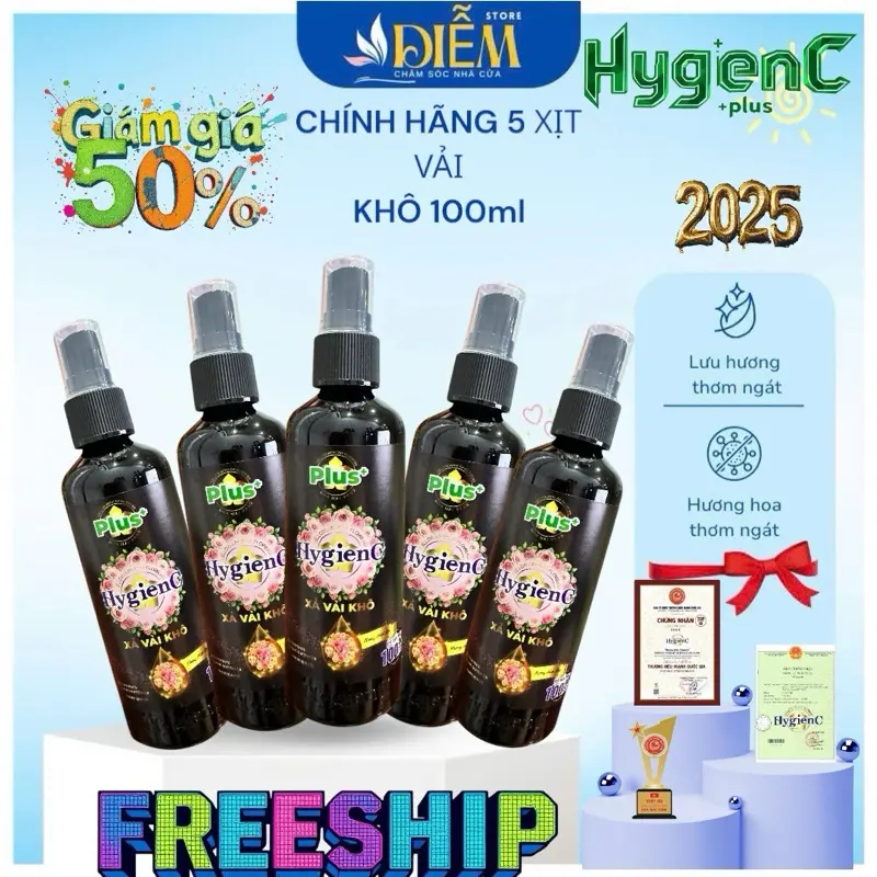 [Combo 3 chai + Tặng 1] Nước xả vải khô Hygiene dạng xịt - Lưu hương lâu Dung tích 100ml