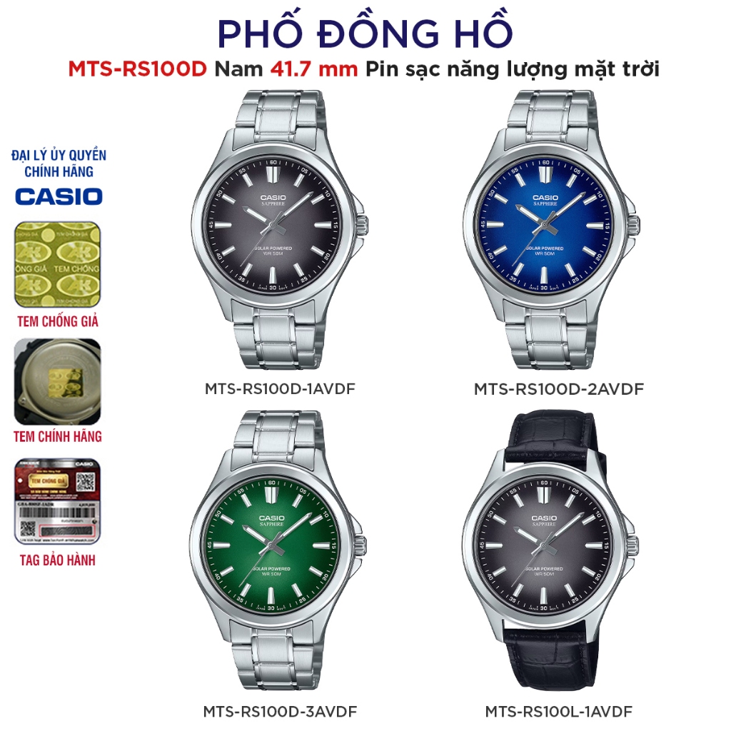 Đồng hồ nam Kính Sapphire Casio Anh Khuê MTS-RS100 Series - Pin năng ...
