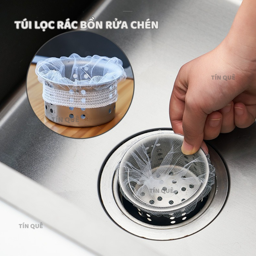 Combo 100 Túi Lọc Rác Bồn Rửa Chén Có Chun Tiện Lợi, Túi Lưới Có Thể ...