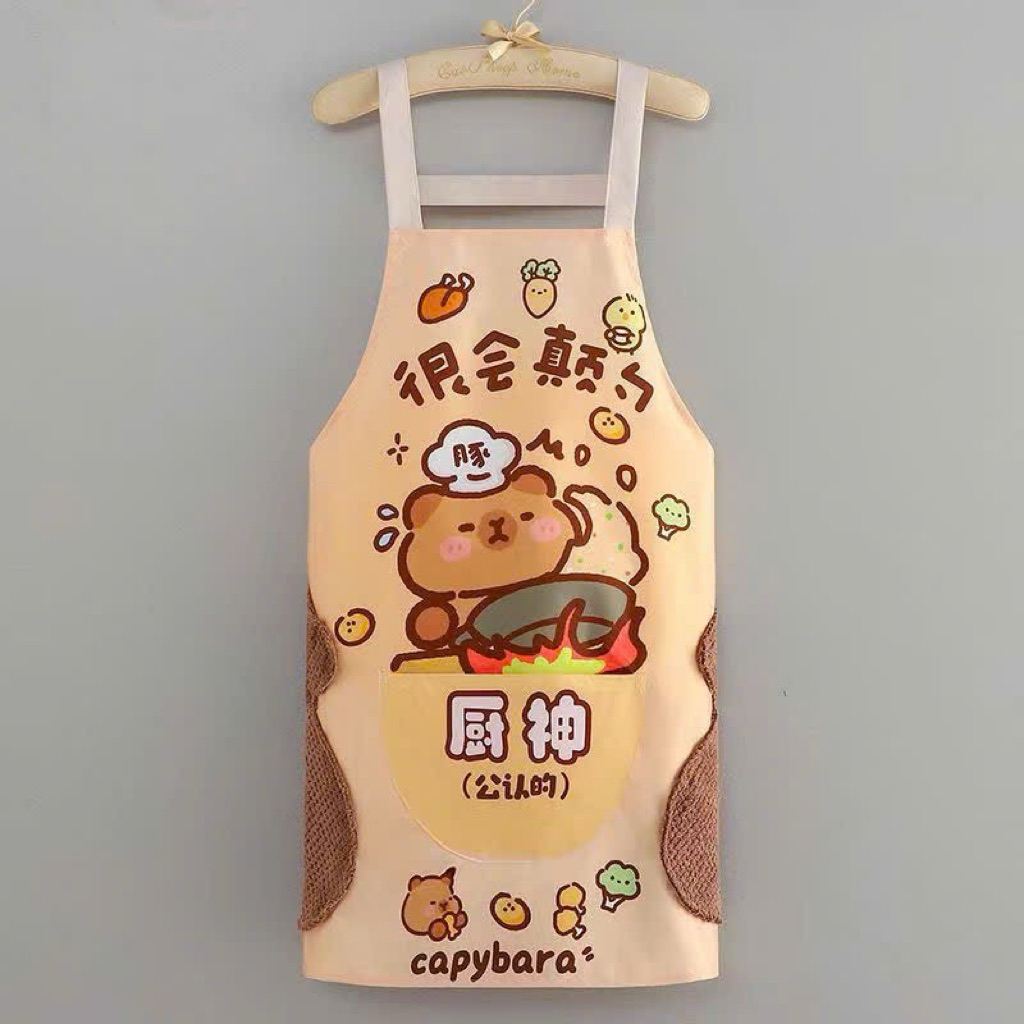 Tạp dề chống thấm nước hoạ tiết hoạt hình - Tạp dề nấu ăn ng lớn
