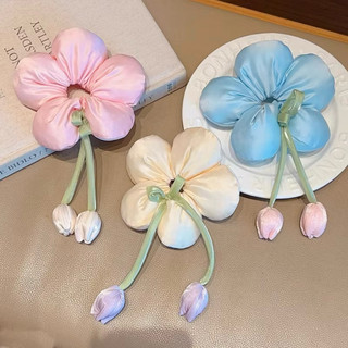 Scrunchies hoa năm cánh có dây tulip phồng dễ thương cột tóc cho bạn gái