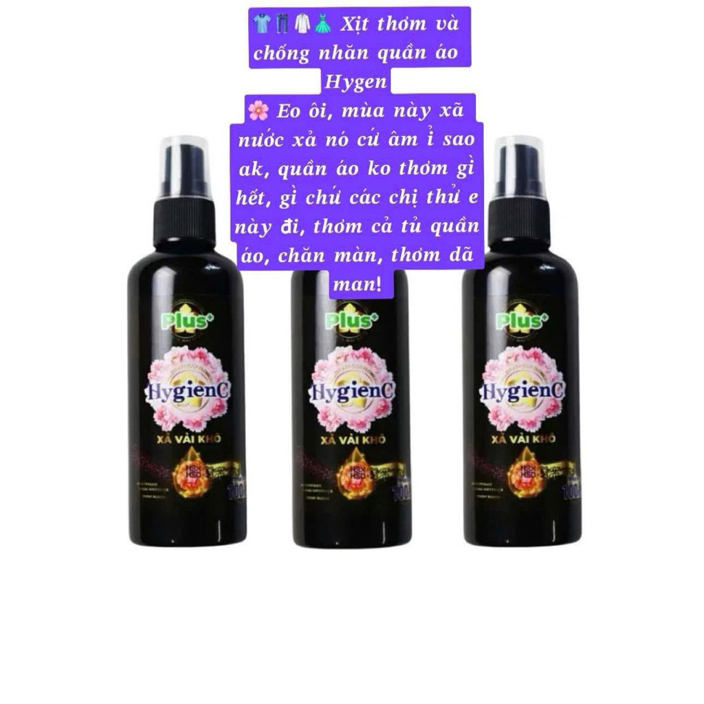 Xịt thơm quần áo hygiene 100ml