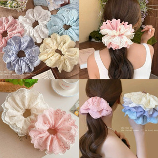 Scrunchies buộc tóc nơ tiểu thư cỡ lớn phong cách vintage