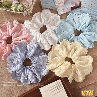 Scrunchies buộc tóc nơ tiểu thư cỡ lớn phong cách vintage
