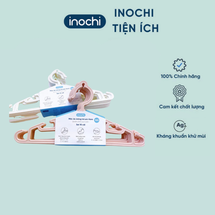 CHÍNH HÃNG INOCHI - Set 10 móc áo treo áo quần TRẺ EM mã 185 tiêu chuẩn Nhật