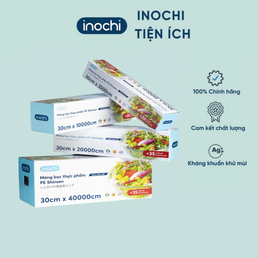 Màng bọc thực phẩm INOCHI nhựa PE an toàn, nhựa PVC nhiều kích thước, giúp bảo quản thực phẩm tươi ngon