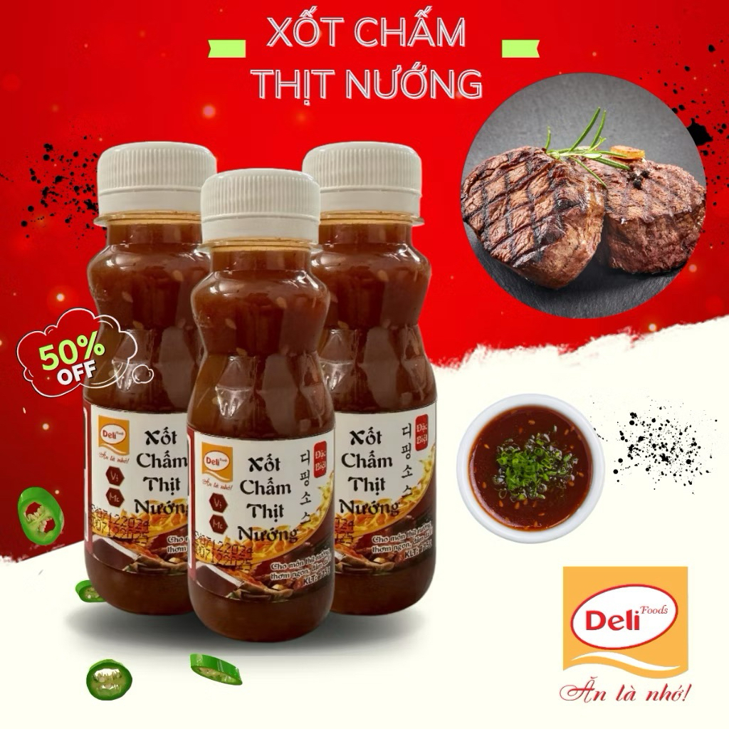Combo Nướng Sính Ngoại Deli Foods – Xốt BBQ, Xốt Ướp Thịt Nướng, Xốt Ướp Xá Xíu & Xốt Chấm Thịt