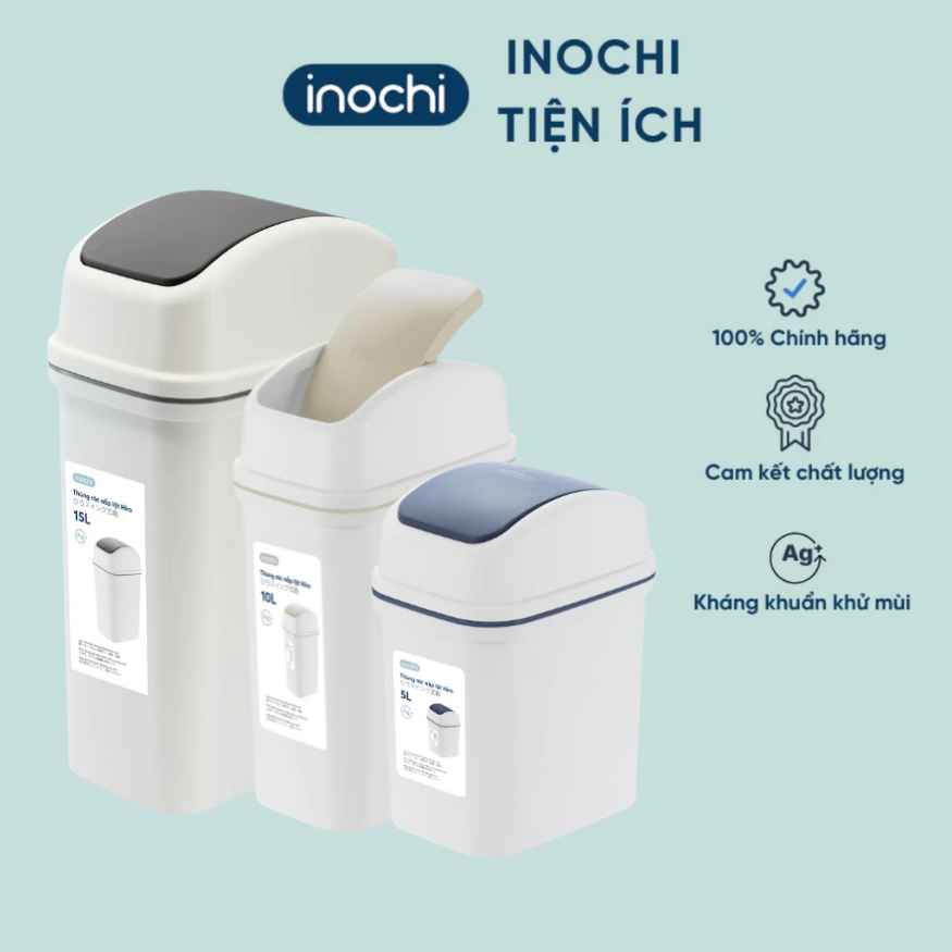 Thùng rác nắp lật INOCHI dung tích 5L, 10L, 15L siêu xinh, tiện dụng (tiêu chuẩn Nhật Bản)