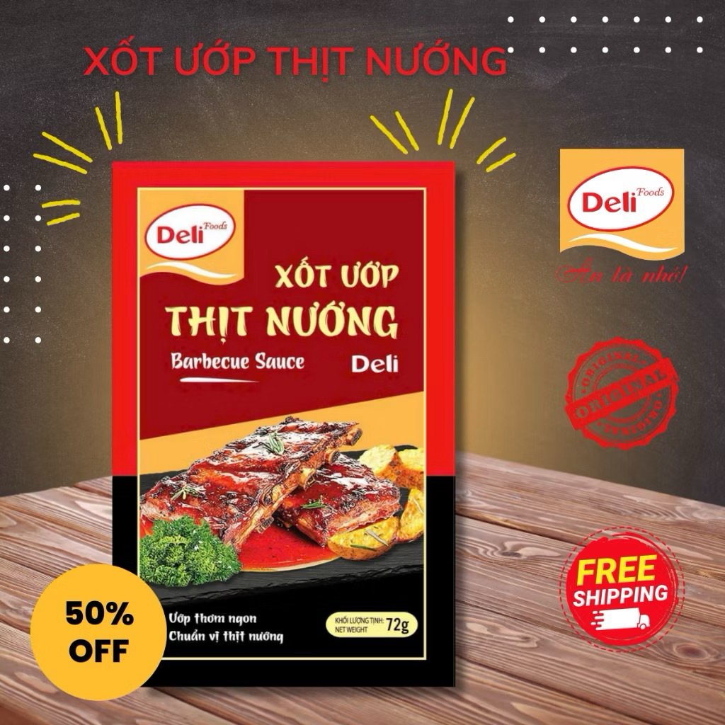 Combo Nướng Sính Ngoại Deli Foods – Xốt BBQ, Xốt Ướp Thịt Nướng, Xốt Ướp Xá Xíu & Xốt Chấm Thịt