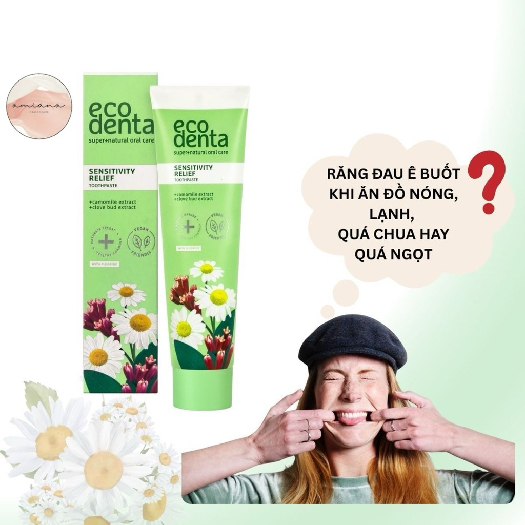 Kem đánh răng tự nhiên chăm sóc nướu và răng nhaỵ cảm Ecodenta Sensitivity Relief 100ml-Hoa Cúc & Đinh Hương