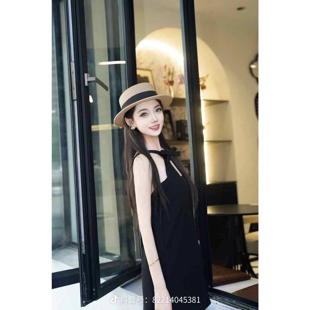 Váy Little Black Dress Dáng Yếm Cổ Nơ Cut-Out – Đầm Dạ Hội Sang Trọng tặng kèm tag Hoa Trà