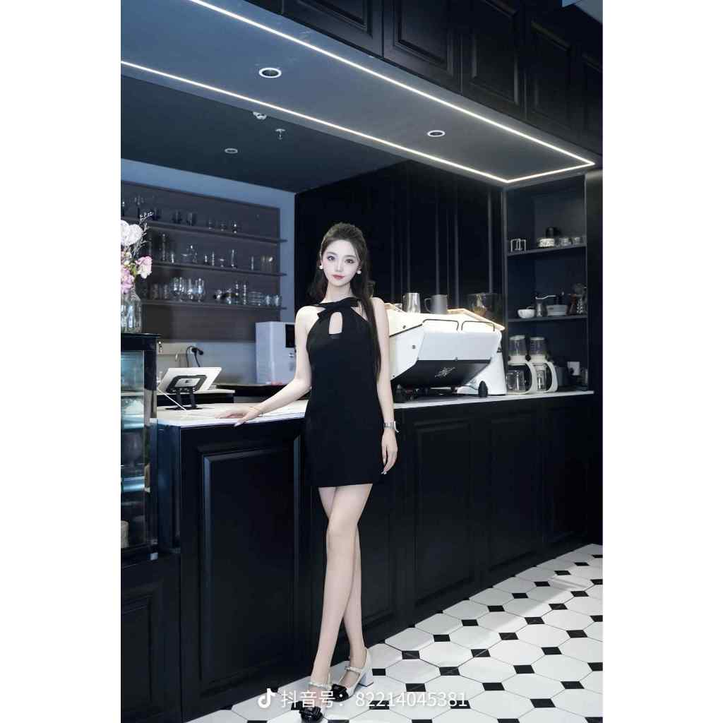 Váy Little Black Dress Dáng Yếm Cổ Nơ Cut-Out – Đầm Dạ Hội Sang Trọng tặng kèm tag Hoa Trà