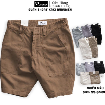 Quần Short Nam Kaki Vnxk - Quần Sọt Nam Rurumen - Quần Ngắn Nam Big Size - Quần Short Kaki Nam Màu Trắng, Đen, Xám, Kem