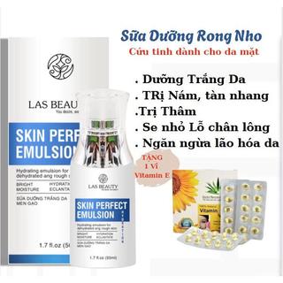 (Tặng 2 mặt nạ)  Sữa dưỡng Rong Nho Nhật Bản Las Beauty dưỡng da căng bóng Skin Perfect Emulsion 50ml