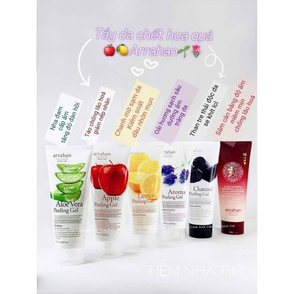 Tẩy Da Chết Làm Trắng Da Arrahan Đủ Vị Hoa Quả 180ML