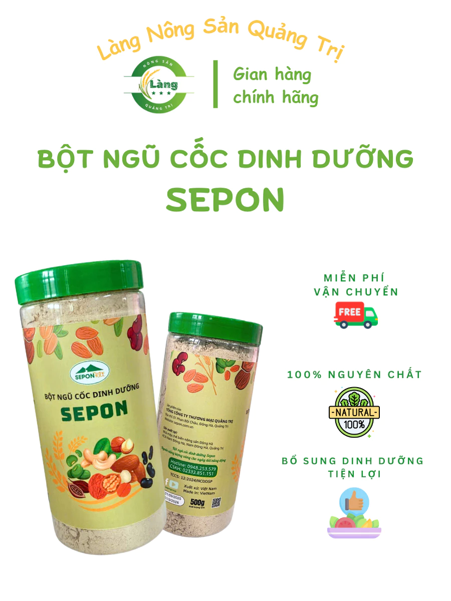 Bột ngũ cốc dinh dưỡng SEPON, 14 loại hạt tự nhiên, gạo lứt hữu cơ ST25 – Hộp 500g ăn kiêng giảm cân