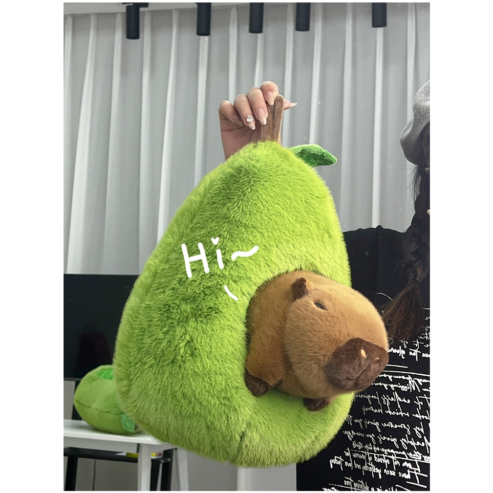 Gấu bông hình trái bơ tổ capybara dễ thương, Thú nhồi bông capybara trong quả bơ thiết kế mới lạ
