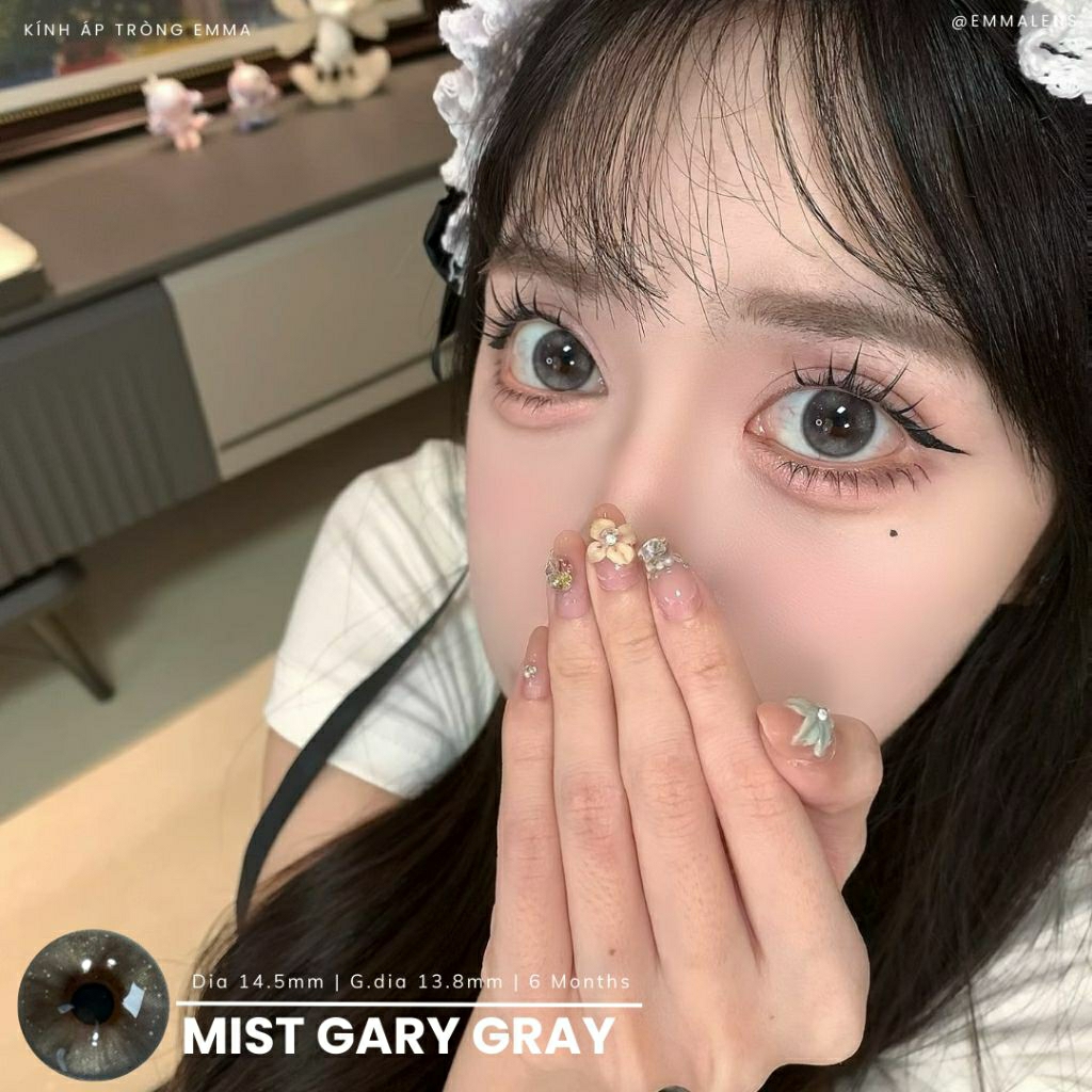 Kính Áp Tròng Cao Cấp Siêu Cấp Ẩm Mist Gary Gray | Lens Xám Rêu Giãn To | EMMA LENS x ISLANDCON