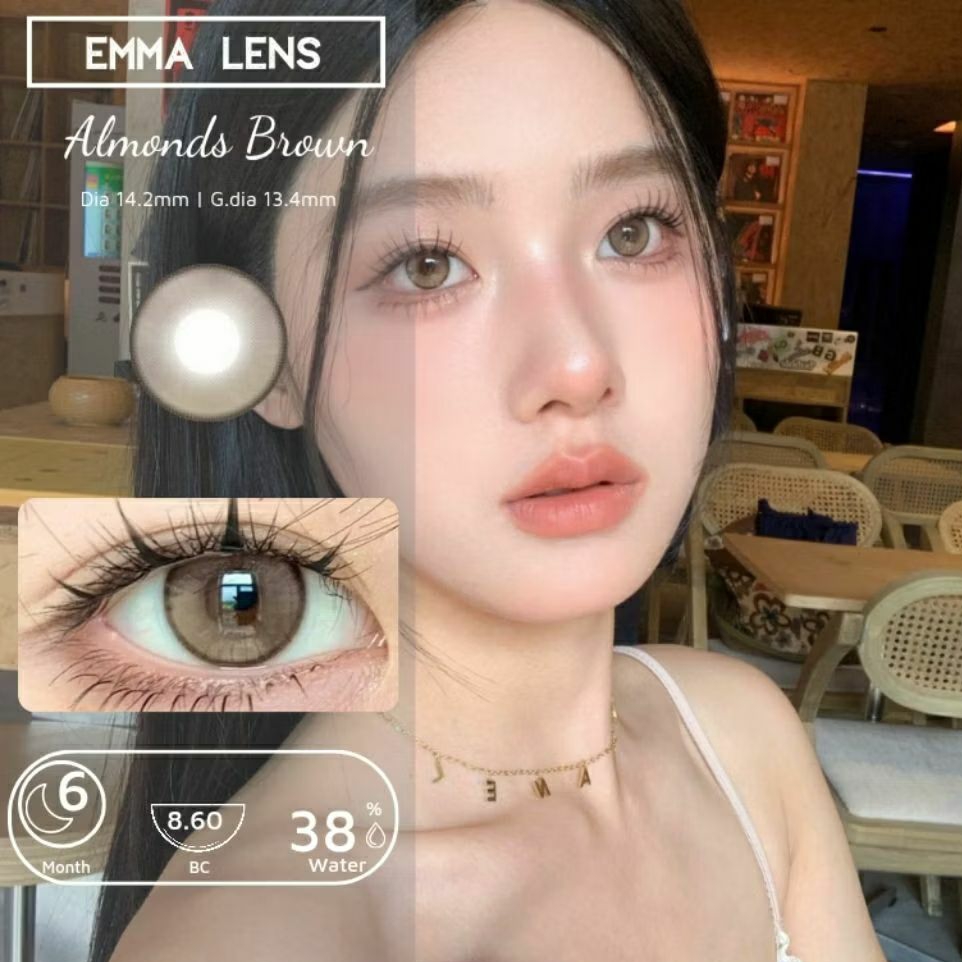 Kính Áp Tròng Almonds Brown | Lens Nâu Tây Giãn Nhẹ | EMMA LENS