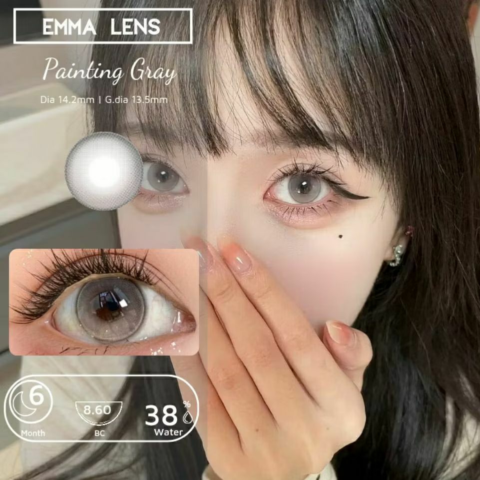 Kính Áp Tròng Painting Gray | Lens Xám Tây Giãn Nhẹ | Emma Lens