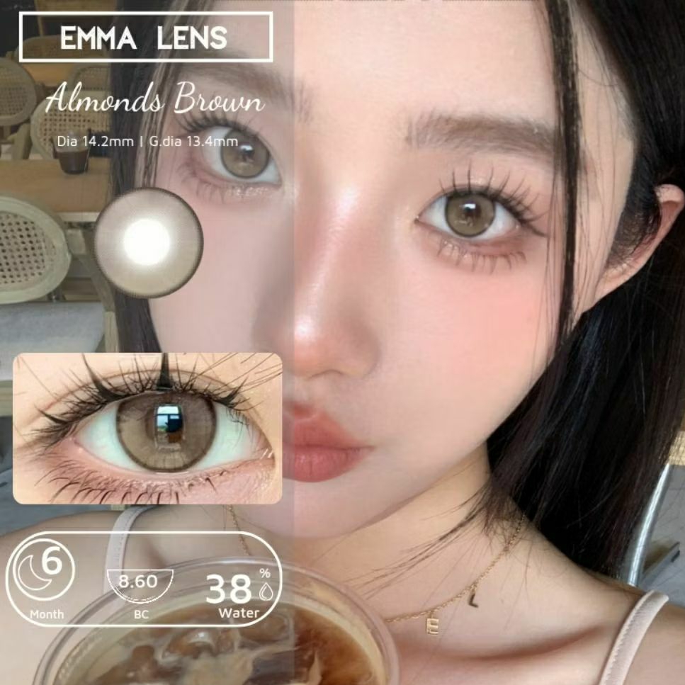 Kính Áp Tròng Almonds Brown | Lens Nâu Tây Giãn Nhẹ | EMMA LENS