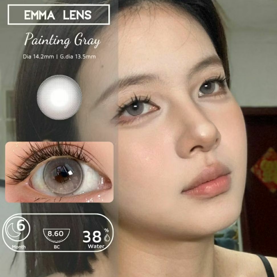 Kính Áp Tròng Painting Gray | Lens Xám Tây Giãn Nhẹ | Emma Lens