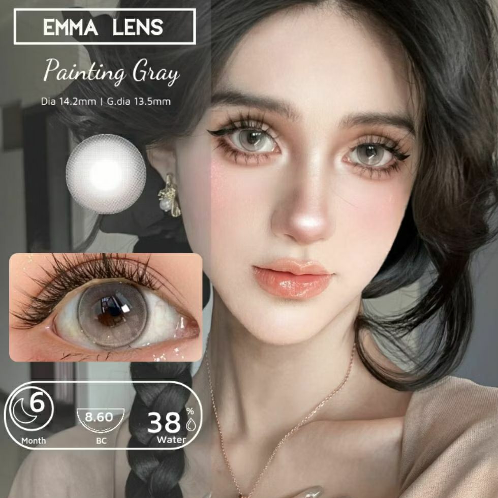Kính Áp Tròng Painting Gray | Lens Xám Tây Giãn Nhẹ | Emma Lens