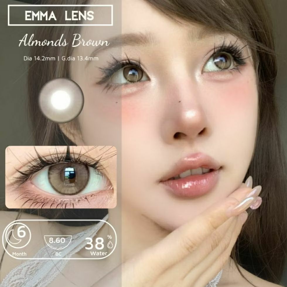 Kính Áp Tròng Almonds Brown | Lens Nâu Tây Giãn Nhẹ | EMMA LENS