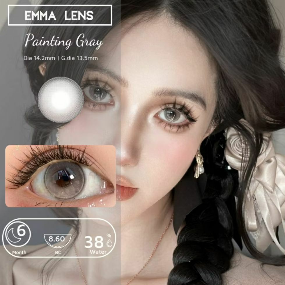 Kính Áp Tròng Painting Gray | Lens Xám Tây Giãn Nhẹ | Emma Lens