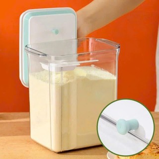 Hộp đựng hạt bột cà phê, sữa, thực phẩm khô, chống ẩm, bằng nhựa trong suốt, kèm thìa và thanh gạt