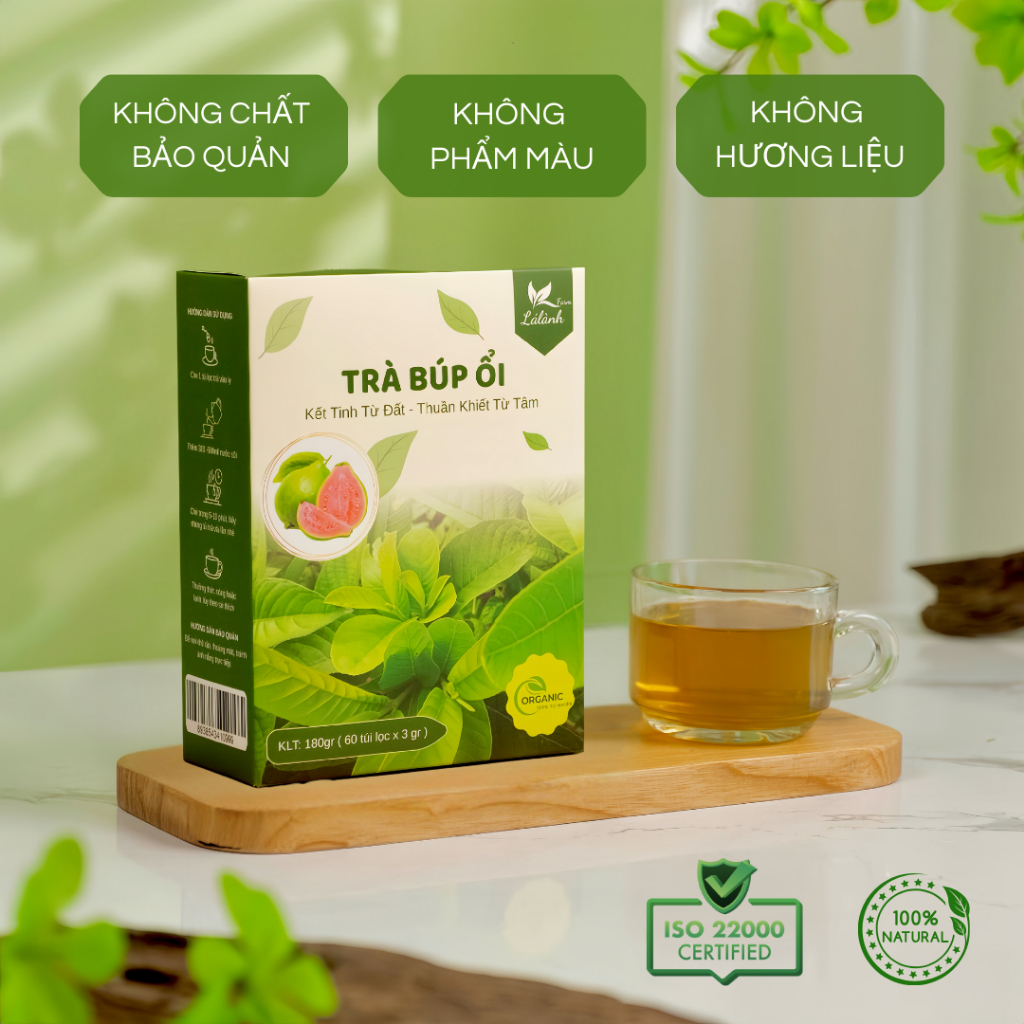 3 Hộp 180 Gói Tặng 30 Gói Túi Lọc, Trà Lá Ổi Lá Lành Farm, Trà lá ổi Nguyên Chất Thảo Mộc Tự Nhiên