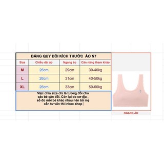 Combo 3 áo Áo lót ( áo ngực ) đúc su lạnh N7 bé gái có đệm không gọng áo lá học sinh cao cấp