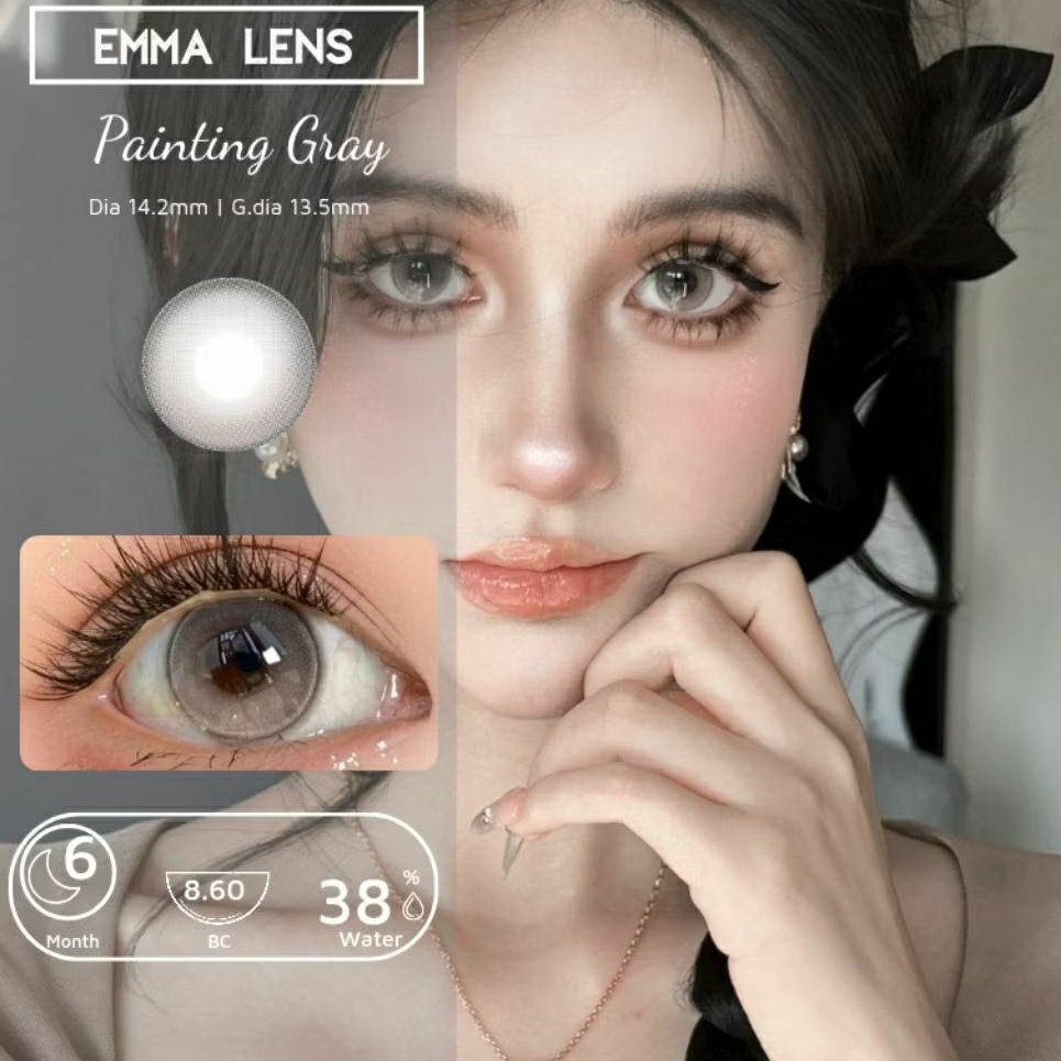 Kính Áp Tròng Painting Gray | Lens Xám Tây Giãn Nhẹ | Emma Lens